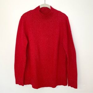 Old Navy Sweater Pointelle Mock Neck Empire Apple Red Large Christmas Holiday